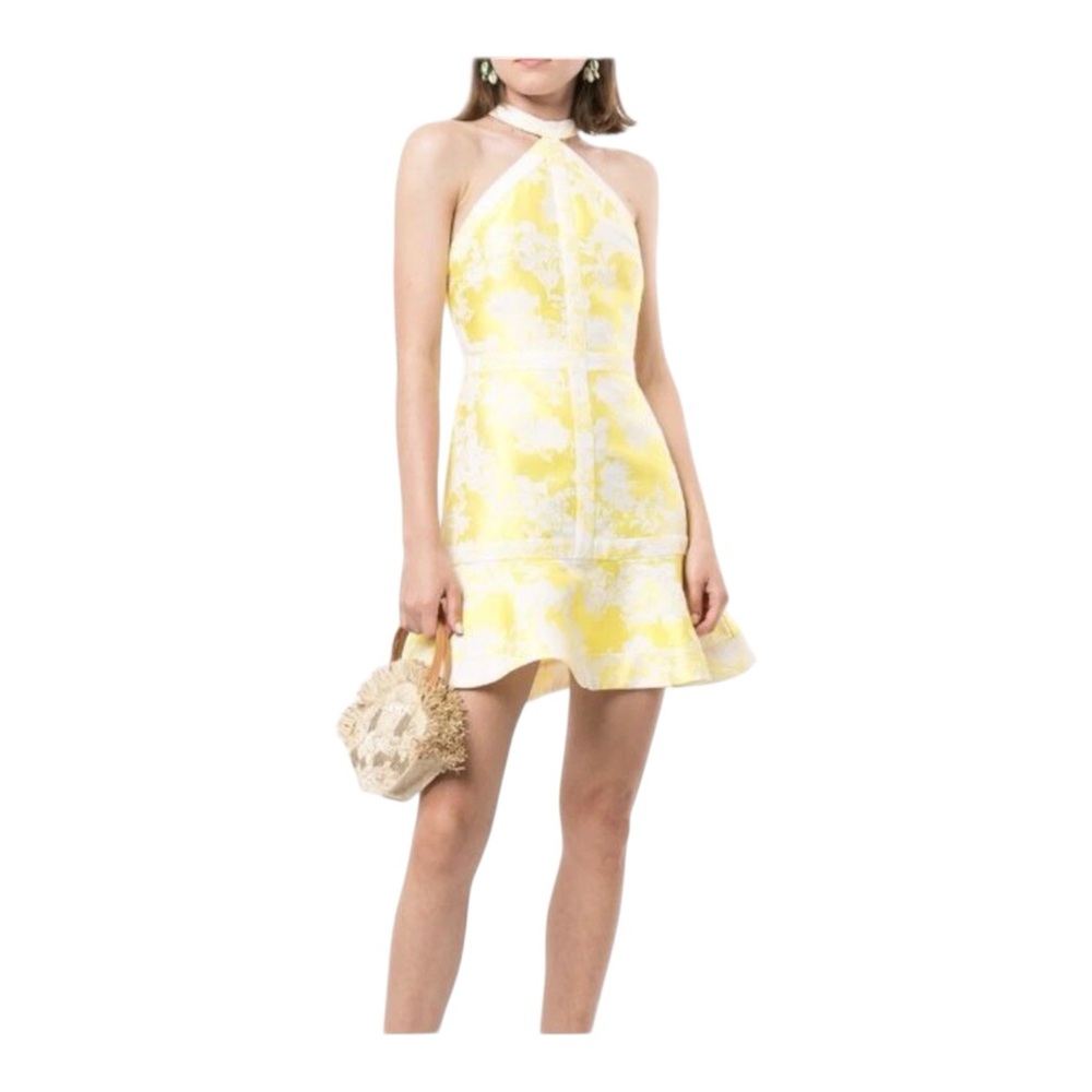 NWT Alexis Solana Citrus Yellow Jacquard Mini Dress Size M Preppy Fairy Party